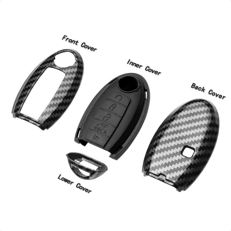 TANGSEN Smart Key Fob Case Grey Brushed Black Silicone Cover Compatible with Infiniti JX35 Q50 Q60 QX56 QX60 QX80 for Nissan Altima Armada Maxima Murano Pathfinder Rogue 5 Button Keyless Entry Remote - Image 2